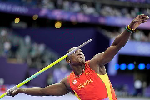 Anderson Peters, of Grenada, competes during the men's javelin throw final